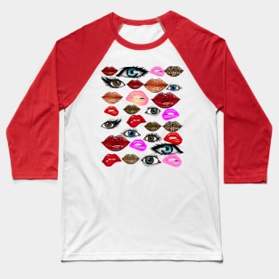 Novelty Lips and Eyes Baseball T-Shirt